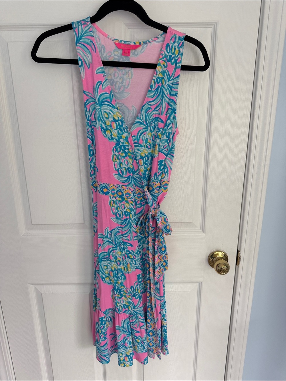 Lilly Pulitzer Pink Tropical Pineapple Wrap Dress